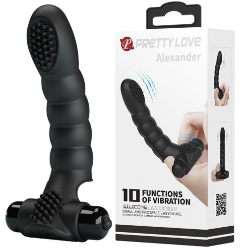 LyBaile Pretty Love Alexander Finger Vibrator Black - Вибронасадка на палец, 13х2.6 см (чёрный)