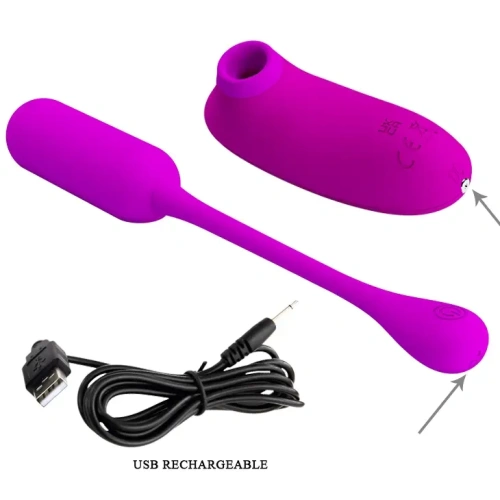 Pretty Love - Curupira Multifunctional Sucker Purple - Вакуумный стимулятор + виброяйцо (фиолетовый)