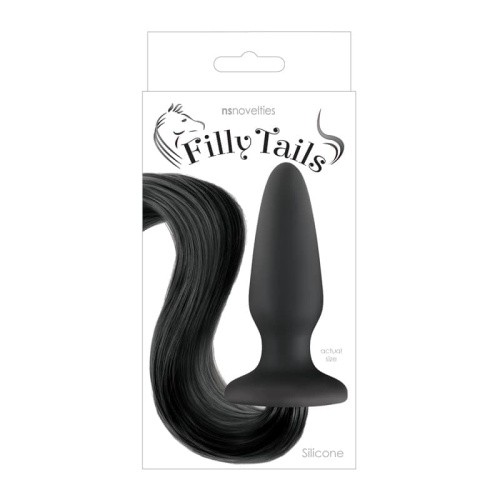 Ns Novelties Filly Tails - Анальная пробка с хвостом, 9,9х5,3 см (черный) - sex-shop.ua
