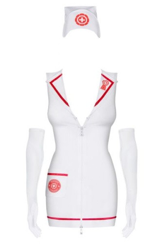 Obsessive Emergency dress - Эротический костюм секси медсестры со стетоскопом, S/M - sex-shop.ua