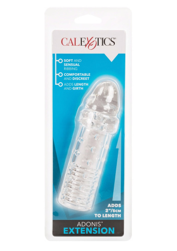 CalExotics Adonis Extension Clear - рельефная удлиняющая насадка на пенис, 5 см (прозрачный) - sex-shop.ua