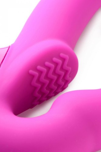 Evoke Rechargeable Vibrating Silicone Strapless Strap On - Безремневий страпон 24.7х4 см (рожевий)