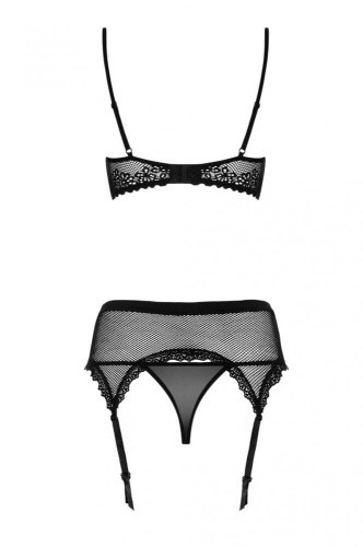 Obsessive Lustella set - еротичний комплект з відкритими грудьми, L/XL (чорний)
