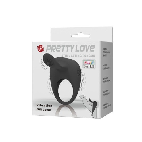 LyBaile Pretty Love Stimulating Tonguo - виброкольцо с язычком, 5х3.1 см (черный)