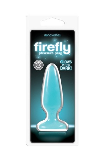 NS Novelties Firefly Pleasure Plug Small - анальная пробка светящаяся в темноте, 8,1х2,8 см (голубая) - sex-shop.ua