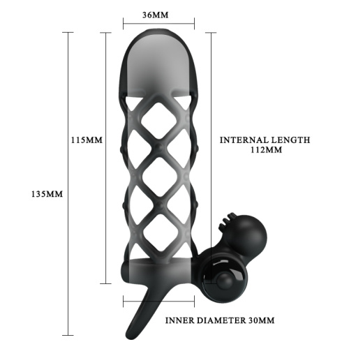 LyBaile Pretty Love Vibro Penis Sleeve Black I - Насадка на член, 13.5х3.6 см - купити в Україні | Секс шоп SEX-SHOP.ua