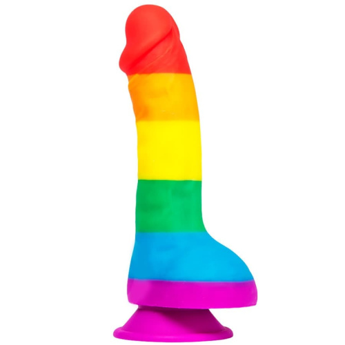 Фалоімітатор c мошонкою Pride Dildo Silicone Rainbow, 14, 5х4 см