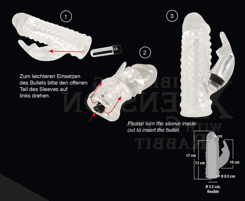Orion T&B Vibrating Xtension With Clit-Rabbit - удлиняющая насадка с клиторальным стимулятором, +4 см