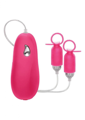 CalExotics Vibrating Nipple Pleasurizer - виброзажимы для сосков, 3,5х2 см (черный)