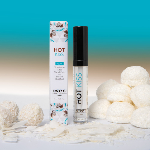 Exsens Coconut Hot Kiss - Стимулирующий блеск для губ с охлаждающим эффектом, 7 мл - sex-shop.ua