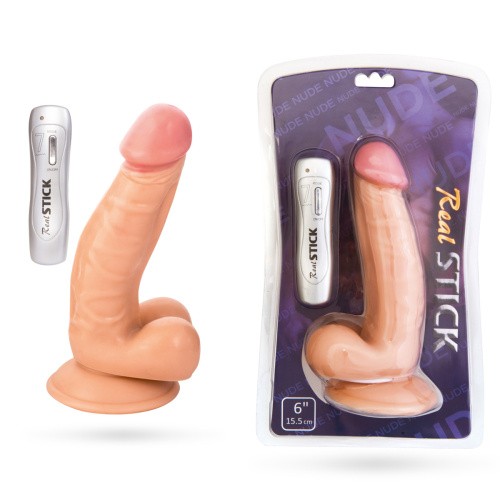 Toyfa Realstick Nude  - Реалистичный вибратор с выносным пультом на проводе, 20х4.5 см