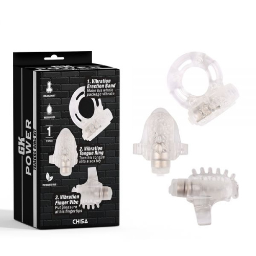 GK Power Teasers Ring Kit Clear - Набор эрекционных колец, 3 шт (прозрачный) - sex-shop.ua