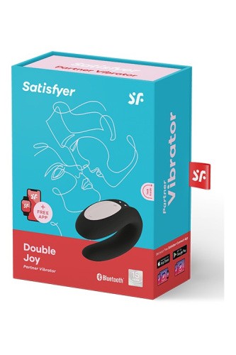 Satisfyer Double Joy - вибратор для пары с управлением через приложение, 9х5.7см, (черный) - sex-shop.ua