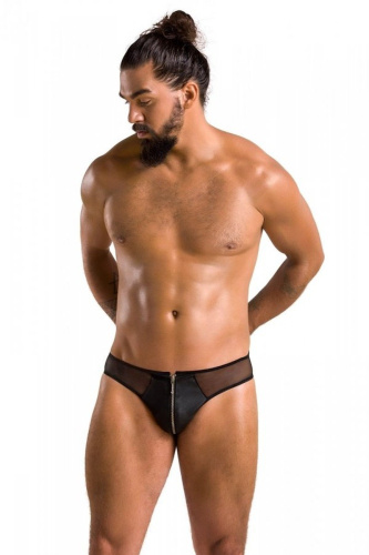 Passion - 042 SLIP TIMMY black - Сексуальные мужские трусы с молнией спереди, S/M