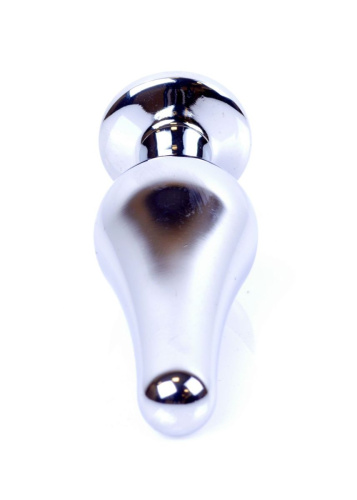 Boss Jewellery Silver Butt Plug Black - Анальна пробка з кристалом, 9,3х3 см (чорний)