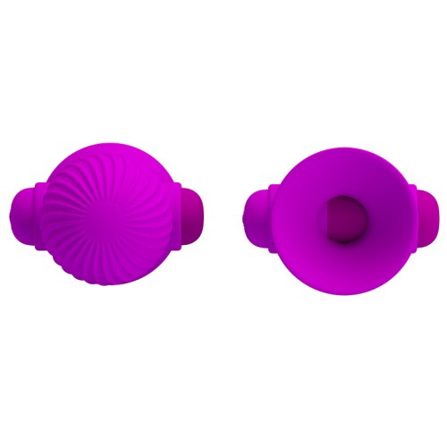 LyBaile Pretty Love Nipple Sucker Purple - Яркие помпы для сосков с вибрацией, 7.2х4.5 см (фиолетовый) - sex-shop.ua