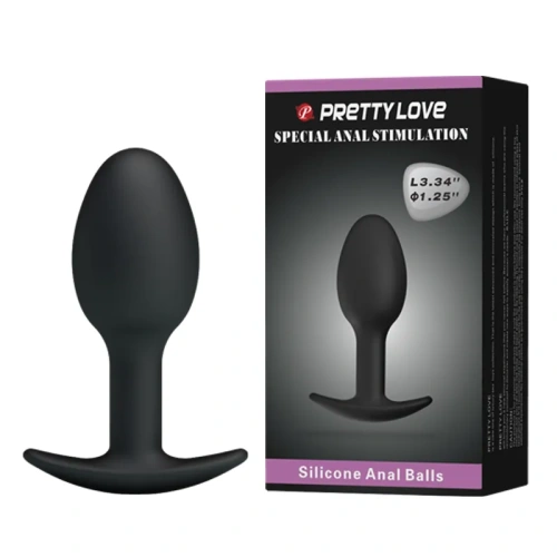 Pretty Love Silicone Anal Plug Black - Анальна пробка із зміщеним центром ваги, 8.4х3.2 см (чорний)