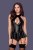 Obsessive 859-COR-1 corset - эротический комплект: корсет с подвязками и трусики, S/M (чёрный)