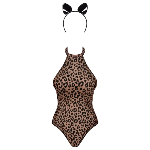 Obsessive Leocatia teddy XXL - Сексуальный леопардовый боди
