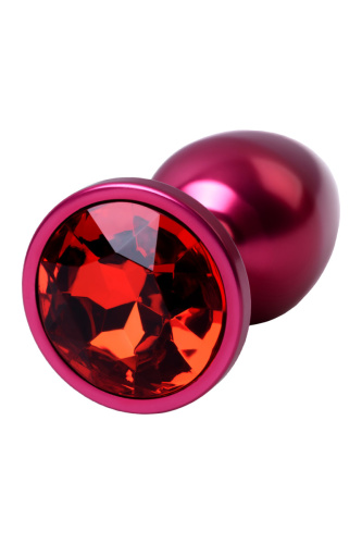 Metal By Toyfa - червона металева анальна пробка із кристалом кольору рубін, 7.2х2.8 см (червоний)