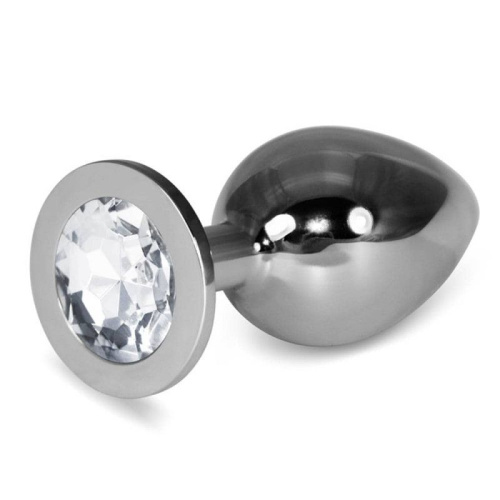 LoveToy - Rosebud Classic Metal Plug - Металлическая анальная пробка с кристаллом, L (прозрачный) - sex-shop.ua