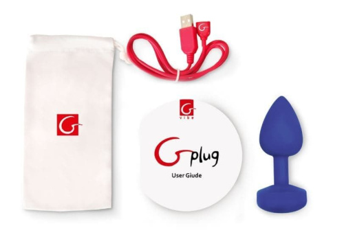 Gvibe Gplug-маленька дизайнерська анальна пробка з вібрацією, 8х2.8 см (яскраво-синій)