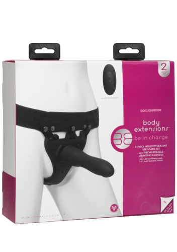 Doc Johnson Body Extensions - Be In Charge - Страпон унісекс з вібрацією, 19х4.5 см (чорний) - купити в Україні | Секс шоп SEX-SHOP.ua
