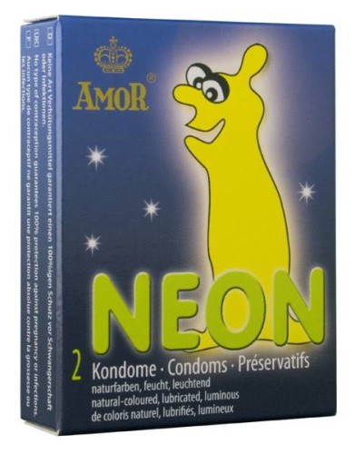 Amor Neon - светящиеся презервативы, 2 шт - sex-shop.ua