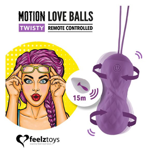 FeelzToys Motion Love Balls Twisty - Вагинальные шарики с массажем и вибрацией, 3.2 см. - sex-shop.ua