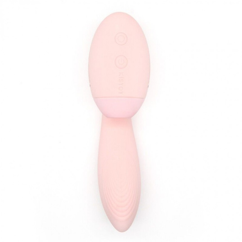 Kistoy Tina Mini - Вакуумный вагинально-клиторальный вибратор, 11х3.2 см (нежно-розовый) - sex-shop.ua