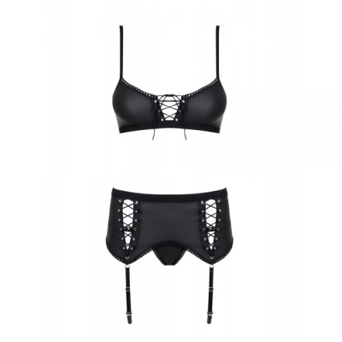 Obsessive Rebella garter belt set - комплект эротического белья с поясом для чулок, S/M (чёрный)