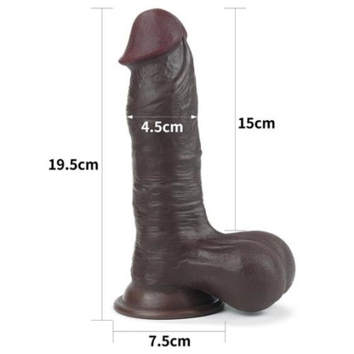 LoveToy - Sliding Skin Dual Layer Dong 7.8 - Фаллоимитатор, 19.5х4.5 см (коричневый)