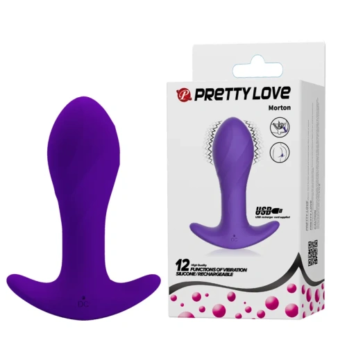 LyBaile Pretty Love Morton Plug Blue - Анальная пробка с вибрацией, 10,4х3,4 см (синий)