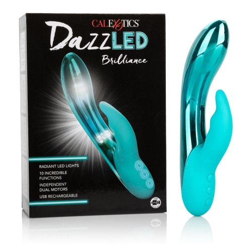 CalExotics DazzLED Brilliance - вибратор кролик с led подсветкой, 12.8х3.3см (бирюзовый) - sex-shop.ua