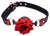 Master Series - Кляп силіконовий з трояндою, 4,3 см (чорний з червоним)