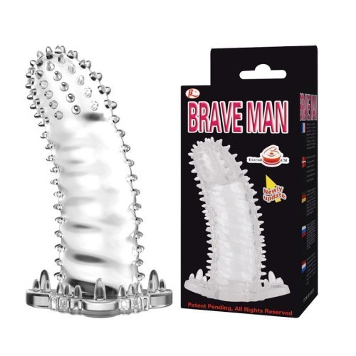 LyBaile Brave Man Penis Sleeve Crystal - Насадка на член, 14 см (прозорий)