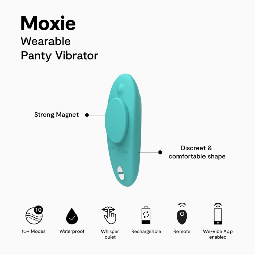 We-Vibe Moxie+ Aqua + Лубрикант 50 мл - Вібратор у трусики з пультом Д/У (м'ятний)