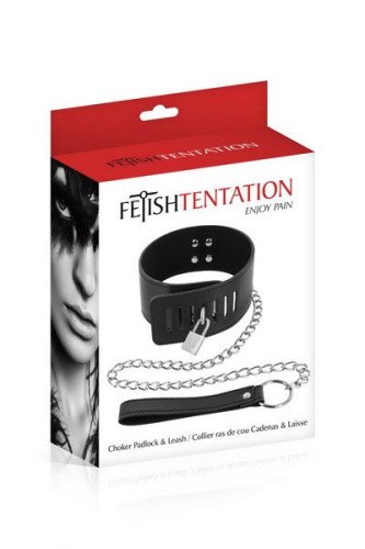 Fetish Tentation Padlock and Leash - Нашийник із замком та з повідцем - купити в Україні | Секс шоп SEX-SHOP.ua