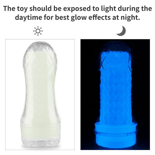 LoveToy Lumino Play Masturbator Crystal Ribbed - мастурбатор, светящийся в темноте, 20.5х8 см (прозрачный)