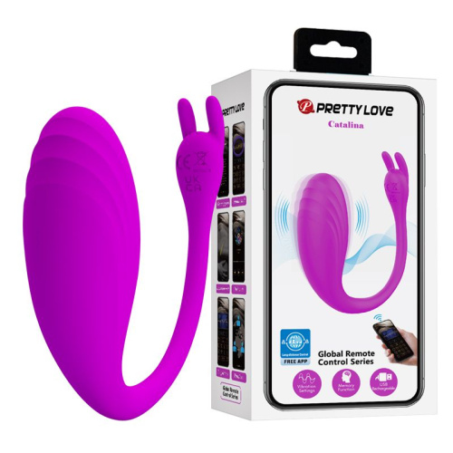 LyBaile Pretty Love Catalina Remoste Stimulator - мощное смарт виброяйцо, 10х3.1 см (фиолетовый)