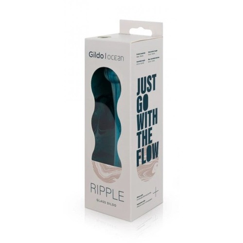 Gildo - Ocean Ripple Glass Dildo - Скляний фалоімітатор, 17,6 см (блакитний)