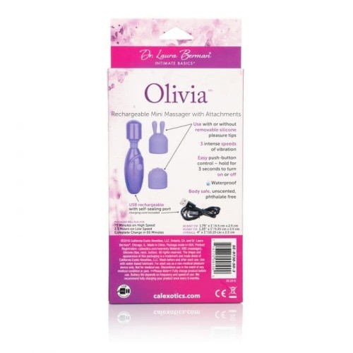 Dr. Laura Berman® Olivia™ Rechargeable Mini Massager вибромассажер 10.2х2.5 см