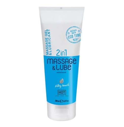 HOT 2in1 Massage & Lube Silky touch - массажное масло и лубрикант на водной основе, 200 мл - sex-shop.ua