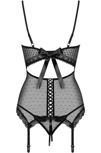 Мягкий эротический корсет с подвязками Obsessive 817-COR-1 (S/M)