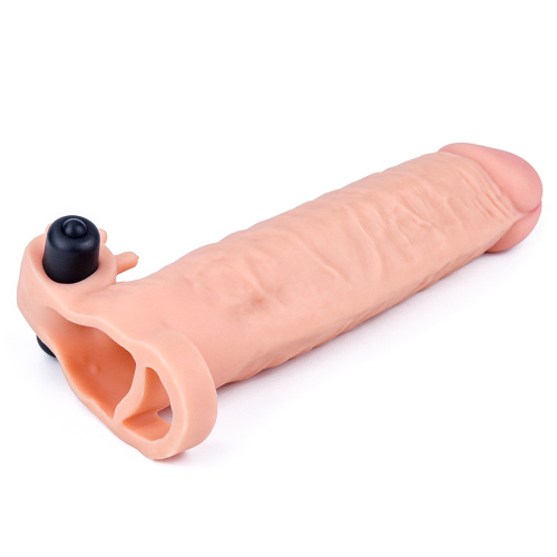 LoveToy Pleasure X-Tender Vibrating Penis Sleeve Flesh Насадка на пеніс з вібрацією, +5 см (тілесний)