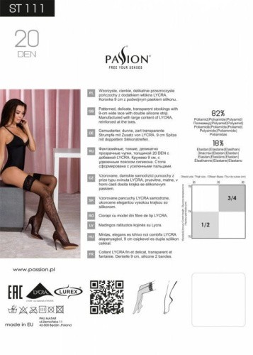 Passion TI112 - Колготки с эффектом чулок на подвязках, 1/2 (чёрный с красным)