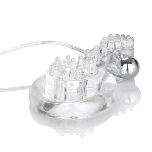 CalExotics Elite Sexual Exciter Crystal - двойное виброкольцо, 9х1.5 см (прозрачный)
