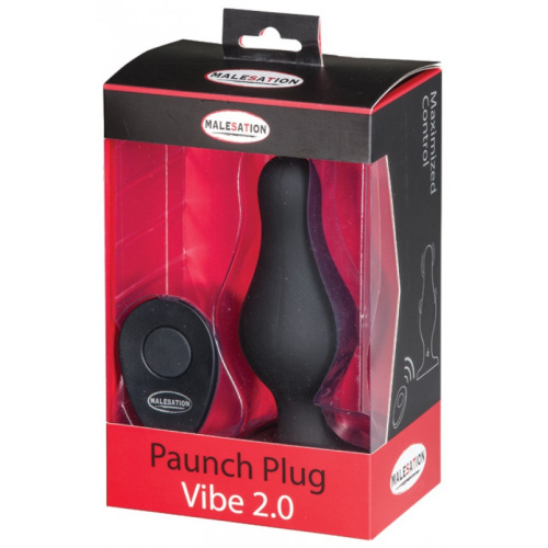 StRubber Malesation Paunch Plug Vibe 2.0 - Анальная пробка с пультом ДУ, 15.3х5.5 см - sex-shop.ua