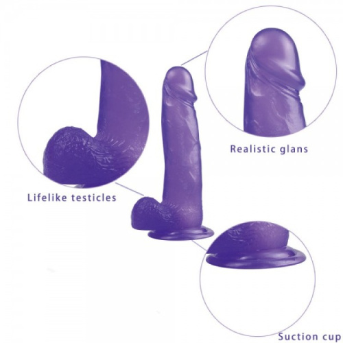 Jelly Studs Crystal Dildo Large Purple - Фаллоимитатор, 20 см (фиолетовый) - sex-shop.ua