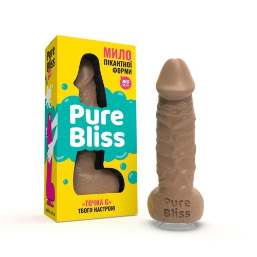 Pure Bliss Big - Крафтовое мыло-член с присоской, 18х4.2 см (коричневый) - sex-shop.ua